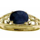 DD-2394Y: NATURAL SAPPHIRE FILIGREE RING IN 14K SOLID YELLOW GOLD