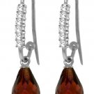 DD-2943W: NATURAL GARNET AND DIAMOND FISH HOOK EARRINGS 14K WHITE