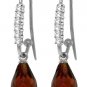 DD-2943W: NATURAL GARNET AND DIAMOND FISH HOOK EARRINGS 14K WHITE