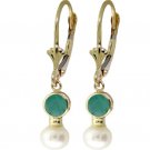 DD-2008Y: PEARL AND EMERALD LEVERBACK EARRINGS IN 14K YELLOW GOLD