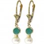 DD-2008Y: PEARL AND EMERALD LEVERBACK EARRINGS IN 14K YELLOW GOLD