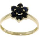 DD-2333Y: NATURAL SAPPHIRES FLOWER RING ON A 14K YELLOW GOLD BAND