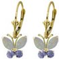 DD-2204Y: OPAL & TANZANITE BUTTERFLY EARRINGS IN 14K. YELLOW GOLD