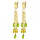 DD-1166Y: HUGGIE EARRINGS W/ PERIDOT & CITRINE DANGLES 14K YELLOW