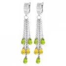DD-1166W: HUGGIE EARRINGS W/ PERIDOT & CITRINE DANGLES 14K. WHITE