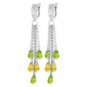 DD-1166W: HUGGIE EARRINGS W/ PERIDOT & CITRINE DANGLES 14K. WHITE