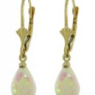 DD-1166W: PEAR SHAPE OPALS LEVER BACK EARRINGS IN 14K. WHITE GOLD