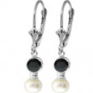 DD-2026W: PEARL AND SAPPHIRE LEVERBACK EARRINGS IN 14K WHITE GOLD