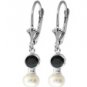 DD-2026W: PEARL AND SAPPHIRE LEVERBACK EARRINGS IN 14K WHITE GOLD