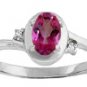 DD-4151W: NATURAL PINK TOPAZ &  DIAMONDS RING IN 14K. WHITE GOLD