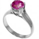 DD-3154W: NATURAL PINK TOPAZ ROUND SOLITAIRE RING 14K. WHITE GOLD