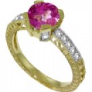 DD-3056W: NATURAL PINK TOPAZ & DIAMONDS RING: IN 14K. WHITE GOLD