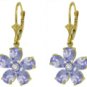 DD-3358Y: REAL TANZANITE & DIAMOND FLOWER EARRING 14K YELLOW GOLD