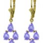 DD-2107Y: NATURAL TANZANITES LEVER BACK EARRINGS 14K. YELLOW GOLD