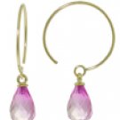 DD-2870W: 14K WHITE GOLD HOOP EARRINGS & NATURAL PINK TOPAZ DROPS
