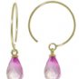 DD-2870W: 14K WHITE GOLD HOOP EARRINGS & NATURAL PINK TOPAZ DROPS