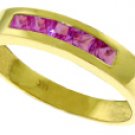 DD-3986Y: PRINCESS CUT REAL PINK SAPPHIRE RING IN 14K YELLOW GOLD