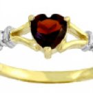 DD-1196W: GARNET HEART RING W/ DIAMOND ACCENTS IN 14K. WHITE GOLD