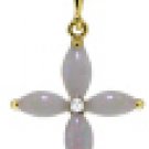 DD-2191Y: NATURAL OPALS & DIAMOND CROSS NECKLACE 14K. YELLOW GOLD