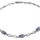 DD-3903W: REAL TANZANITE & DIAMOND TENNIS BRACELET 14K WHITE GOLD