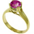 DD-3154Y: NATURAL PINK TOPAZ ROUND SOLITAIRE RING 14K YELLOW GOLD