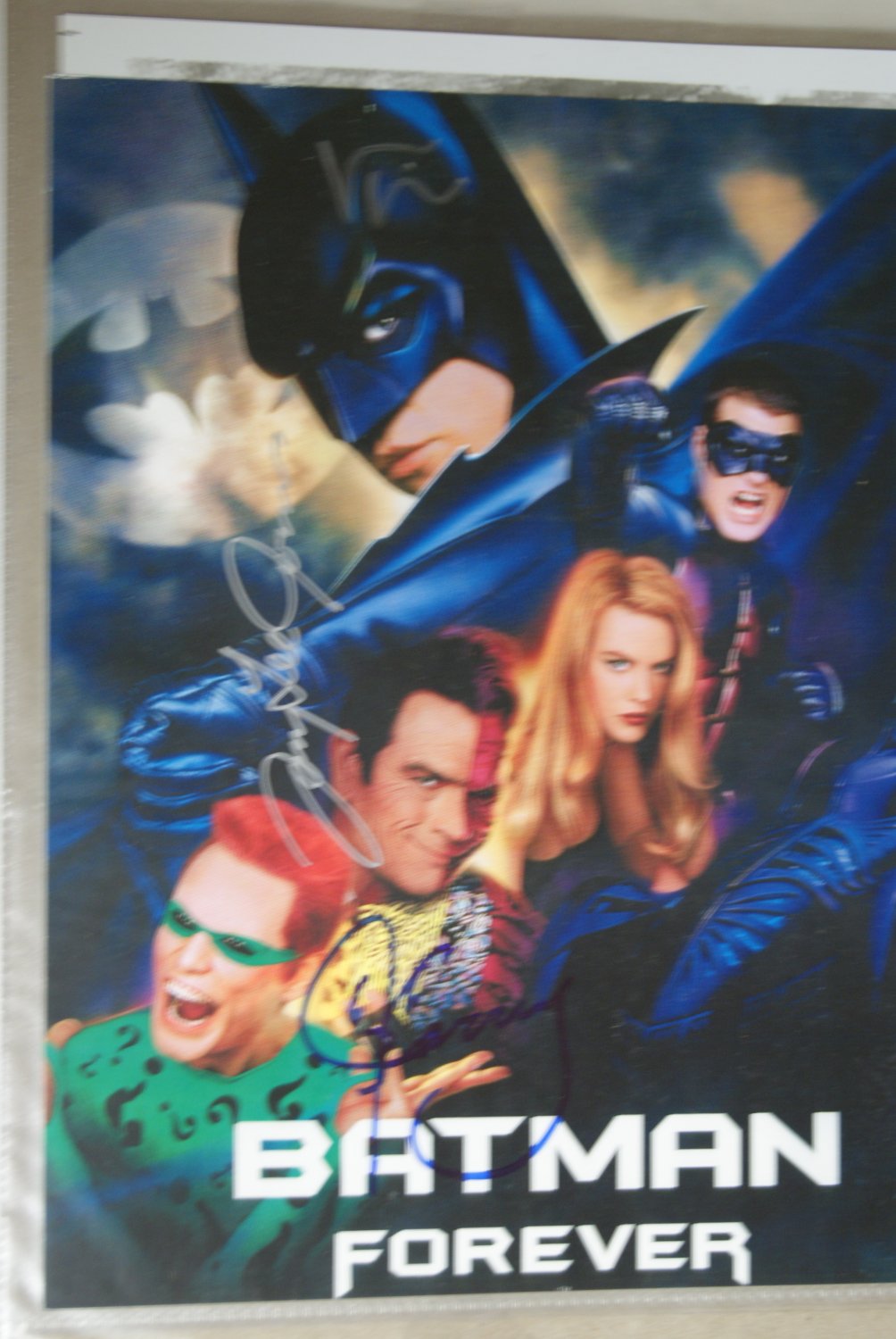 Val Kilmer , Tommy Lee Jones, Jim Carrey   Batman Forever Autographed 