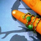 Jade Green Glass Beads Ring