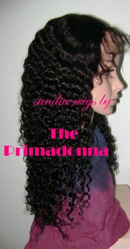 16 inch #1B deep curl Indian Remy Full Lace Wig