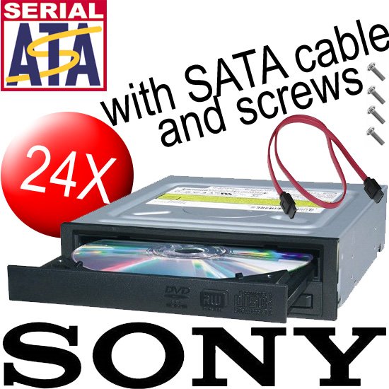 internal SONY SATA CD DVD RW CDRW DVDRW burner with cables+adapter