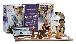 Kramnik Chess Gift Box Set with clock pieces board CD
