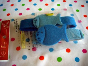 Blue felt fish bento box belt set