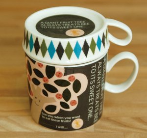 Shinzi Katoh upside-down tree and bee cafe mug