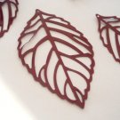 Burgundy Filigree Leaf Charm