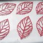 Lot of 6 Filigree Hand Painted Bright Pink Leaves