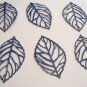 Deep Blue Lot of 6 Filigree Leaf Charms