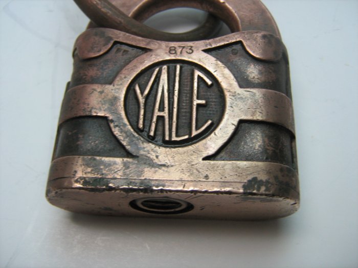 Antique Vintage British Made YALE 873 Brass Padlock & Ring