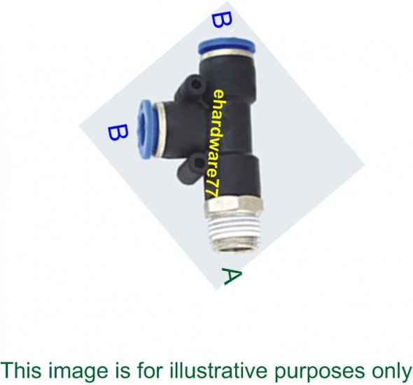 Push-in Branch Tee male Connector 6mmODx1/8"