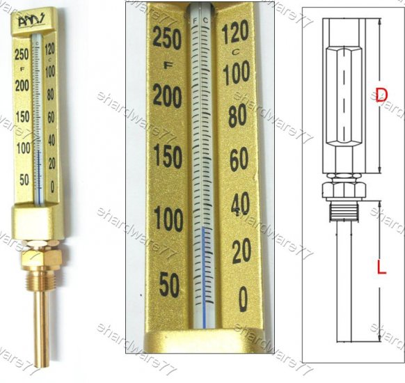 V-LINE STRAIGHT THERMOMETER 0°C to +120°C (VT663H)