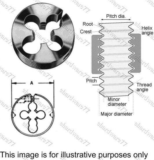 Round Die M8 x 1.25 x 1" OD