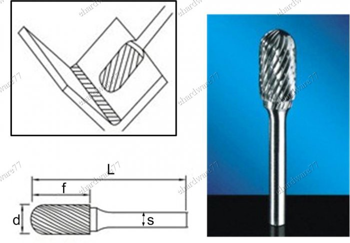 TUNGSTEN CARBBIDE BURRS 6MM Shank 12X20X6X65MM (RWC122O)