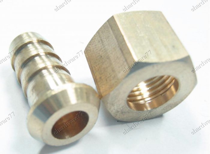 Brass Swivel Nut & Tail - 5/16" Hose Tail x 1/4"F (BHC54)