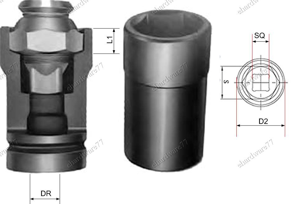 1"DR Truck Budd Wheel Nut Socket 41mm Hex X 21mm SQ (75WS103)