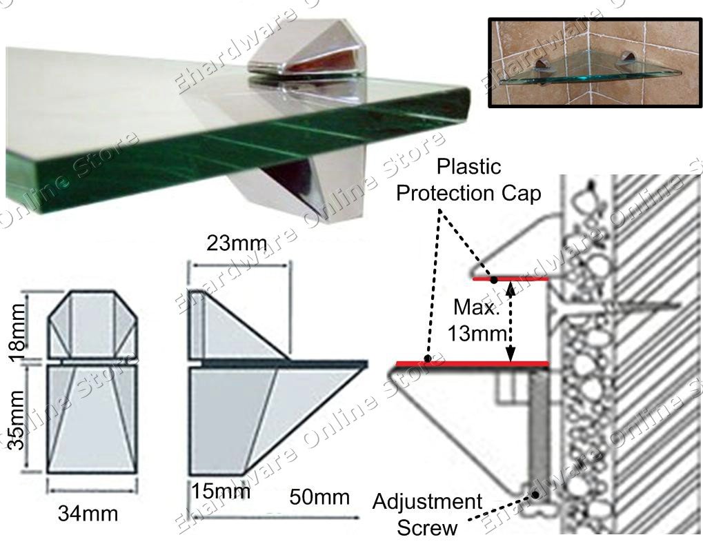 Adjustable Glass Shelf Support Brackets (2Pcs) (FN193)
