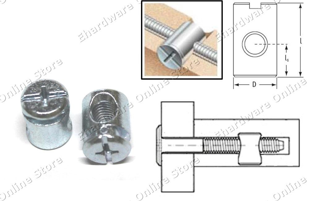 Cross Dowel Barrel Nut M8x1.25 (BNM8)