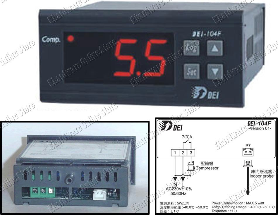 DEI104F Digital Thermostat, Thermometer and Timer (DEI104F)