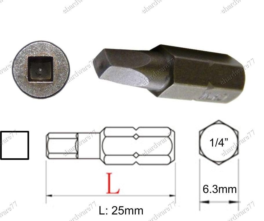 1/4" Square Recess Insert Bits Robertson Insert Bit S2 (C6700002)