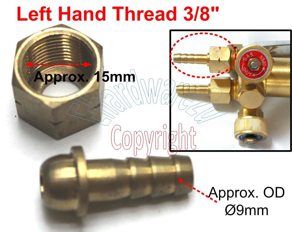 Welding Torch 5/16" Hose Fitting with Left Hand Thread Swivel Nut 3/8
