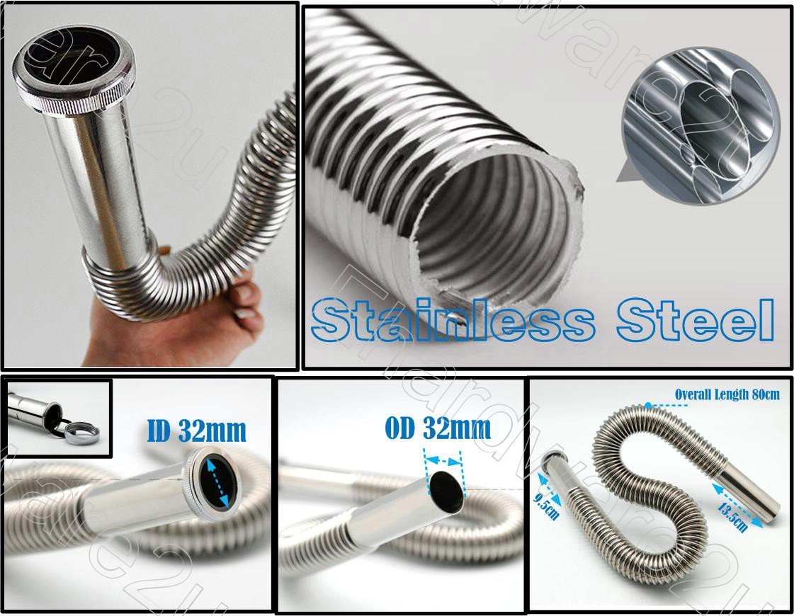 Heavy Duty Stainless Steel Flexible Drain Hose 32mm (11/4") (UT32SS)