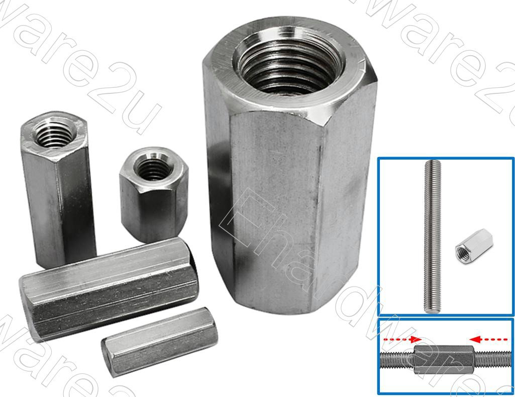 Stainless Steel 304 Hex Coupling Nut Long Nut Thread Rod Joint M6x1.0