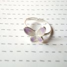 R326 Lavender Butterfly Silver Ring